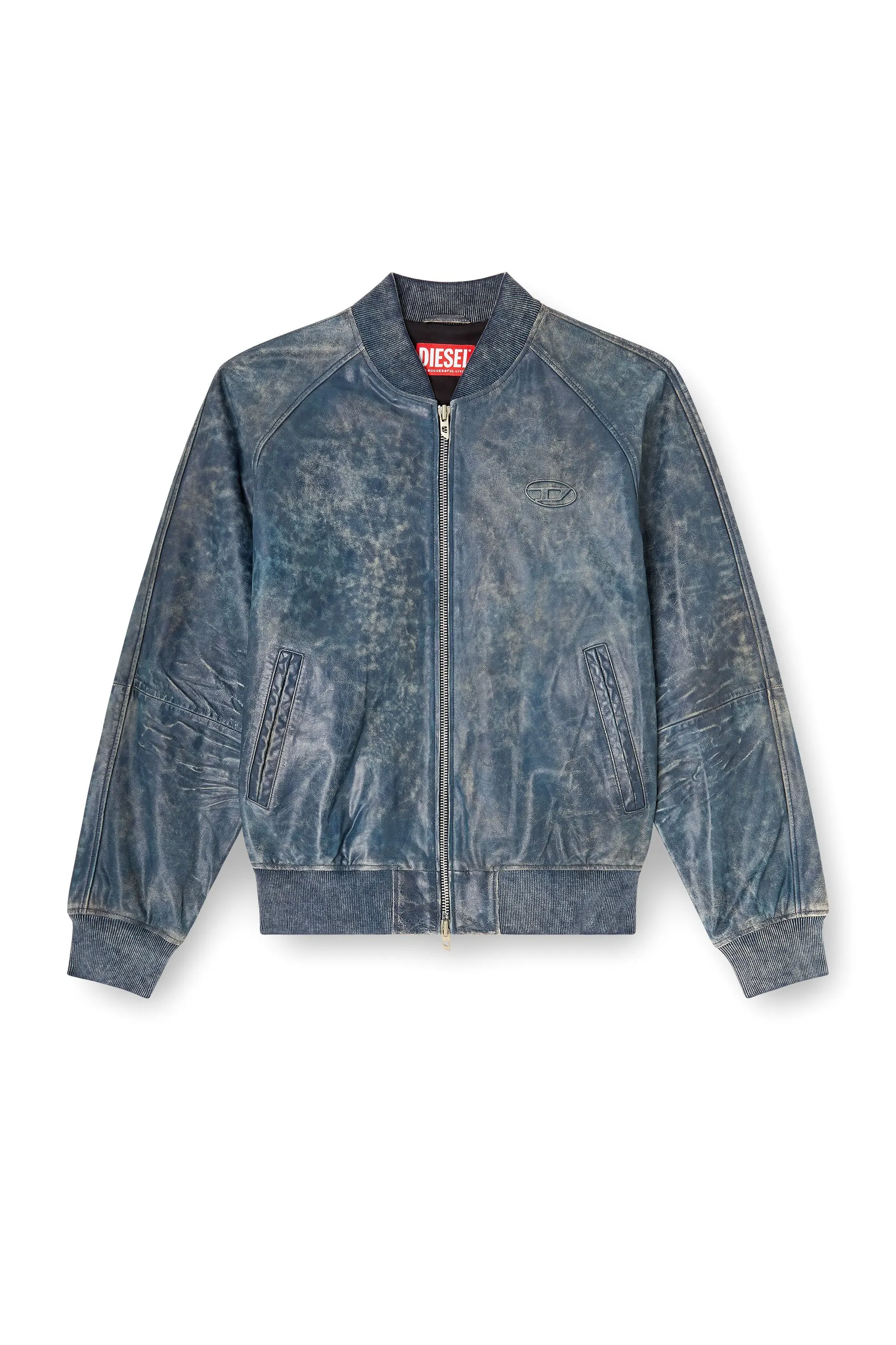Bomber jacket in treated leather