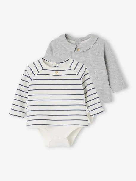 Lot de 2 bodies naissance 2 en 1 - gris chiné