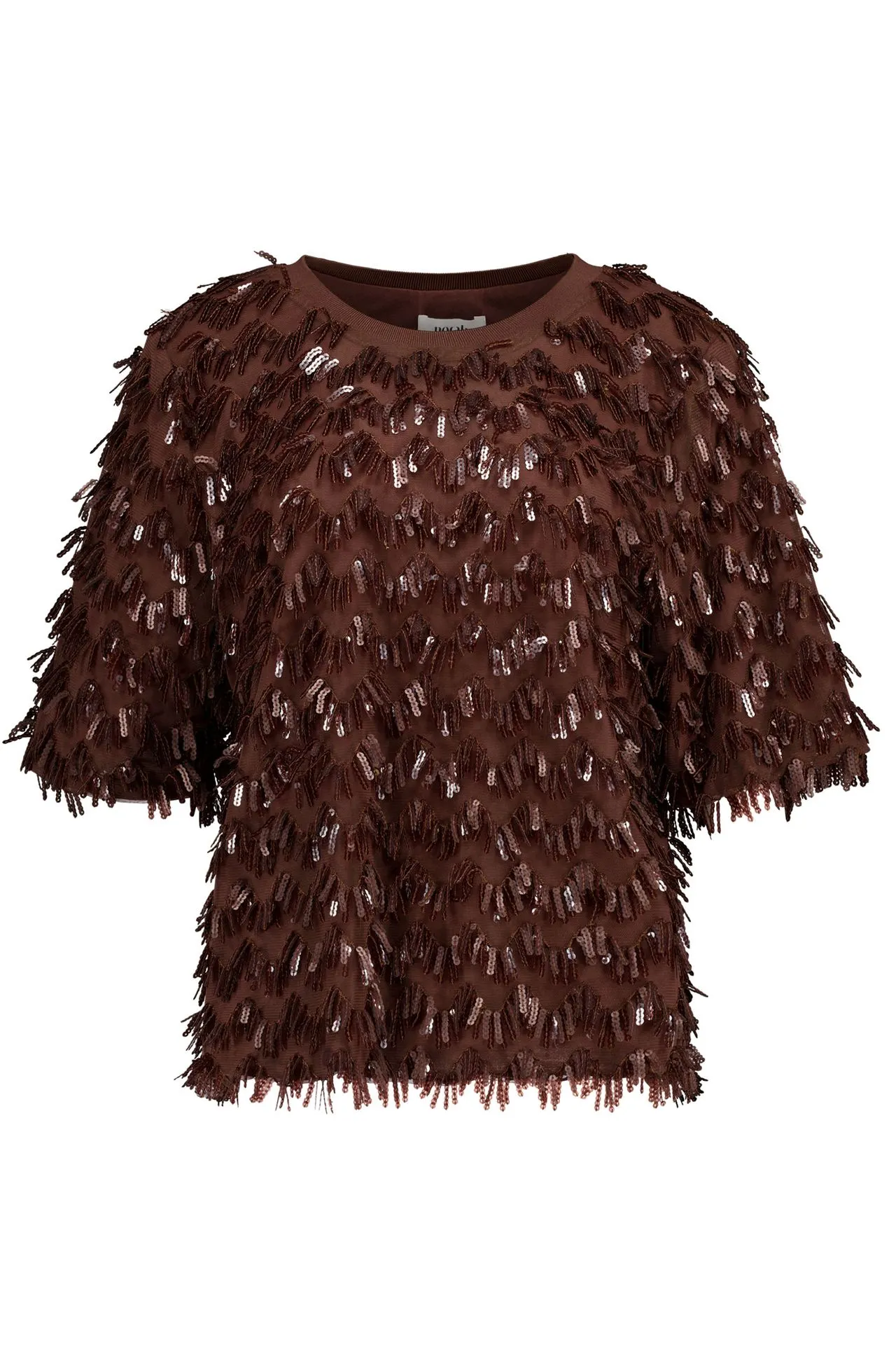 Bruin shirt met pailletten