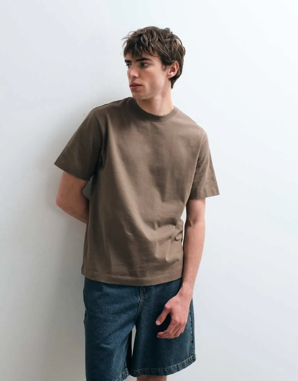 ASOS COLLECTIVE heavyweight t-shirt in brown