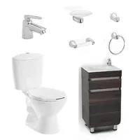 Combo de Baño: Sanitario Manantial Pro + Mueble Aluvia + Grifería Nogal + Accesorios (Jabonera, percha, toallero argolla, portarrollo) Corona