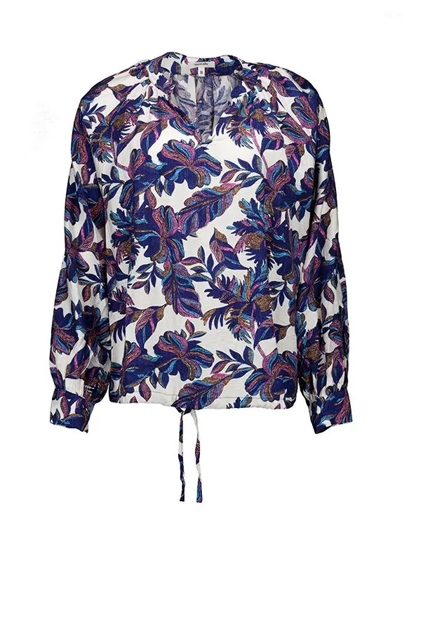 Off-white blouse met botanische print