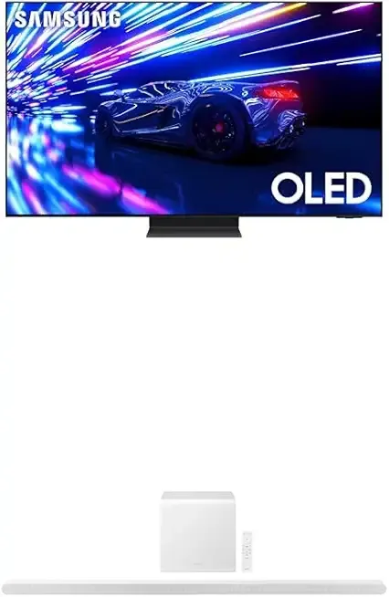 SAMSUNG 77-Inch Class OLED 4K S95D Series HDR Pro Smart TV (QN77S95D, 2024 Model) w S801D 3.1.2ch Soundbar w/Wireless Dolby Atmos Audio, Ultra Slim Design, HW-S801D/ZA (Newest Model)
