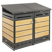 2er Mülltonnenverkleidung MÜLO in Holzoptik, ca. 142 x 78 x 131 cm - Anthrazit