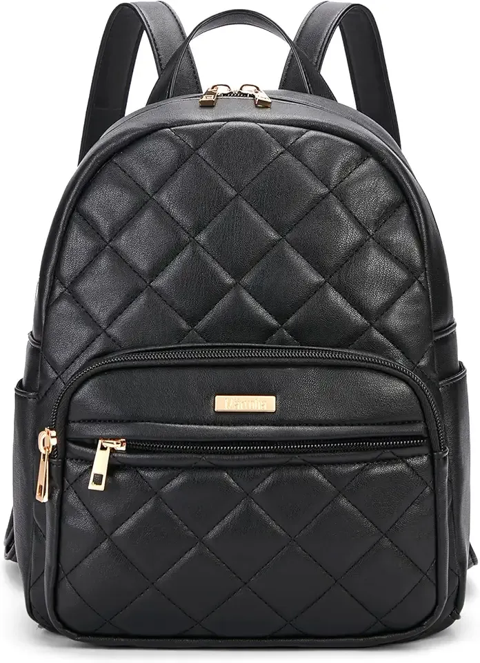 Mini Backpack for Women - Vegan Leather Small Backpack Fashion Backpack Purse for Travel Work Shopping - Black