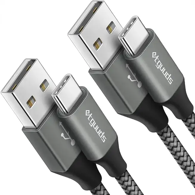 USB to USB C Cable 3ft, 2-Pack USB A to Type C Charger Cord Fast Charging for Samsung Galaxy A17 A16 A15 A26 A36 A56, S25 S24 S23 S22 S21 S20 S10 Note 20, for iPhone 17 16 15, Moto, Gray