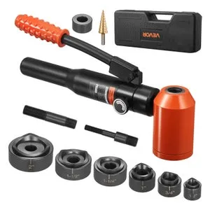 Punzonatrice idraulica VEVOR da 10 T, con 6 punzoni da 12,7-50,8 mm, per metallo, alluminio, plastica, officina, cantiere, installazione elettrica