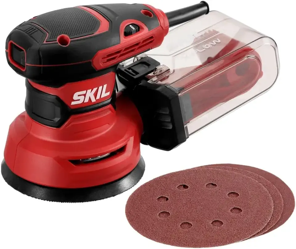 5” Random Orbital Sander with Cyclonic Dust Box & 3pc Sanding Sheet - SR211601, Multicolor