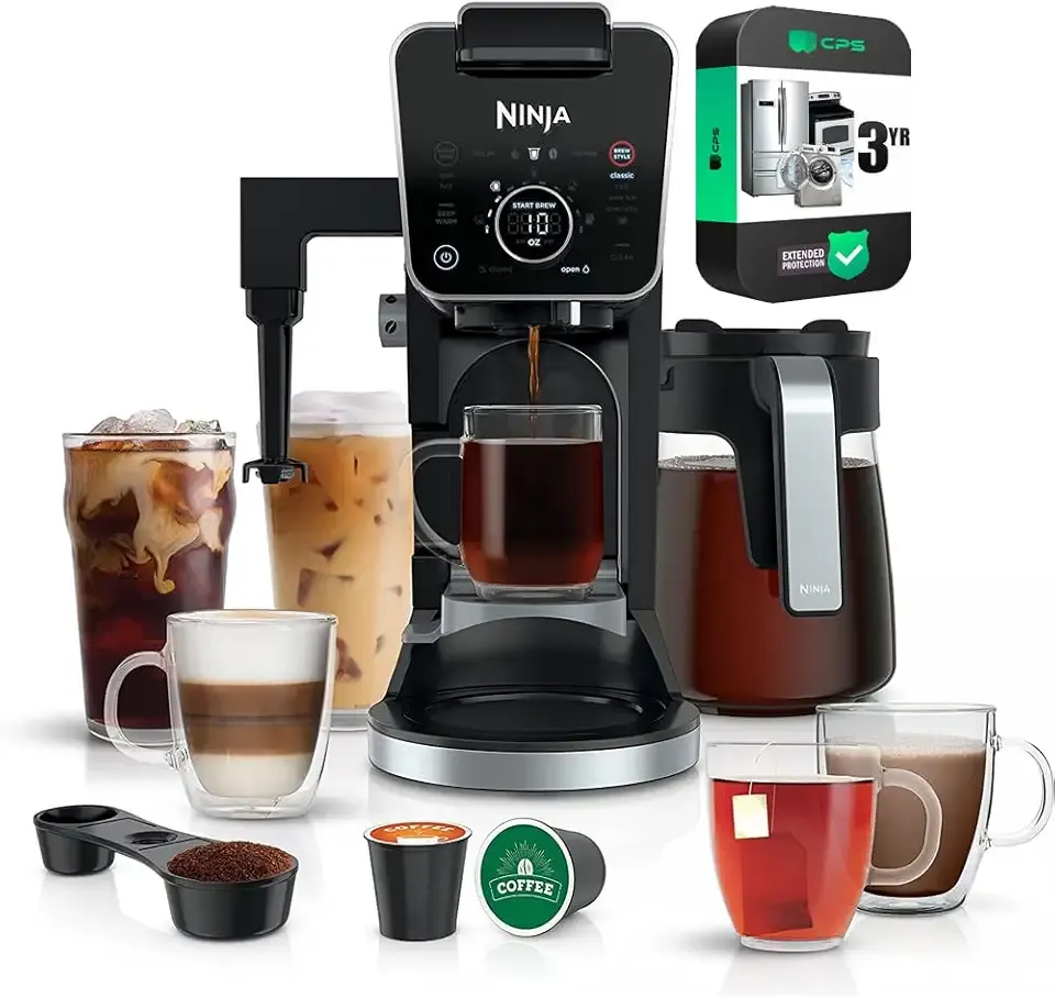 Ninja CFP301 DualBrew Pro Specialty 12-Cup Drip Coffee Maker (Renewed) Bundle with 3 YR CPS Enhanced Protection Pack