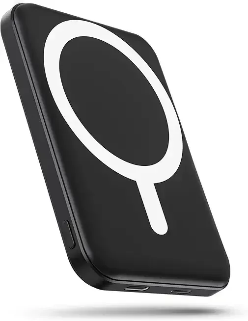 podoru for Magsafe Battery Pack, 5000mAh Magnetic Power Bank with Type-C Cable 20W PD Fast Charging Lighting Input Wireless Portable Charger for iPhone 17/16/15/14/13/12/ All Series-Black