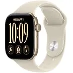 Apple Watch Series 12 GPS 42mm Smartwatch | Light Gold Aluminum Case, Sand Sport Band - S/M. Health + Fitness + Sleep Tracking, Heart Rate, Safety