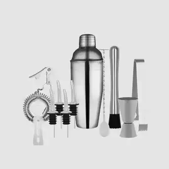 Zanzi Cocktail Set Stainless Steel In Bartender Bag 11pc