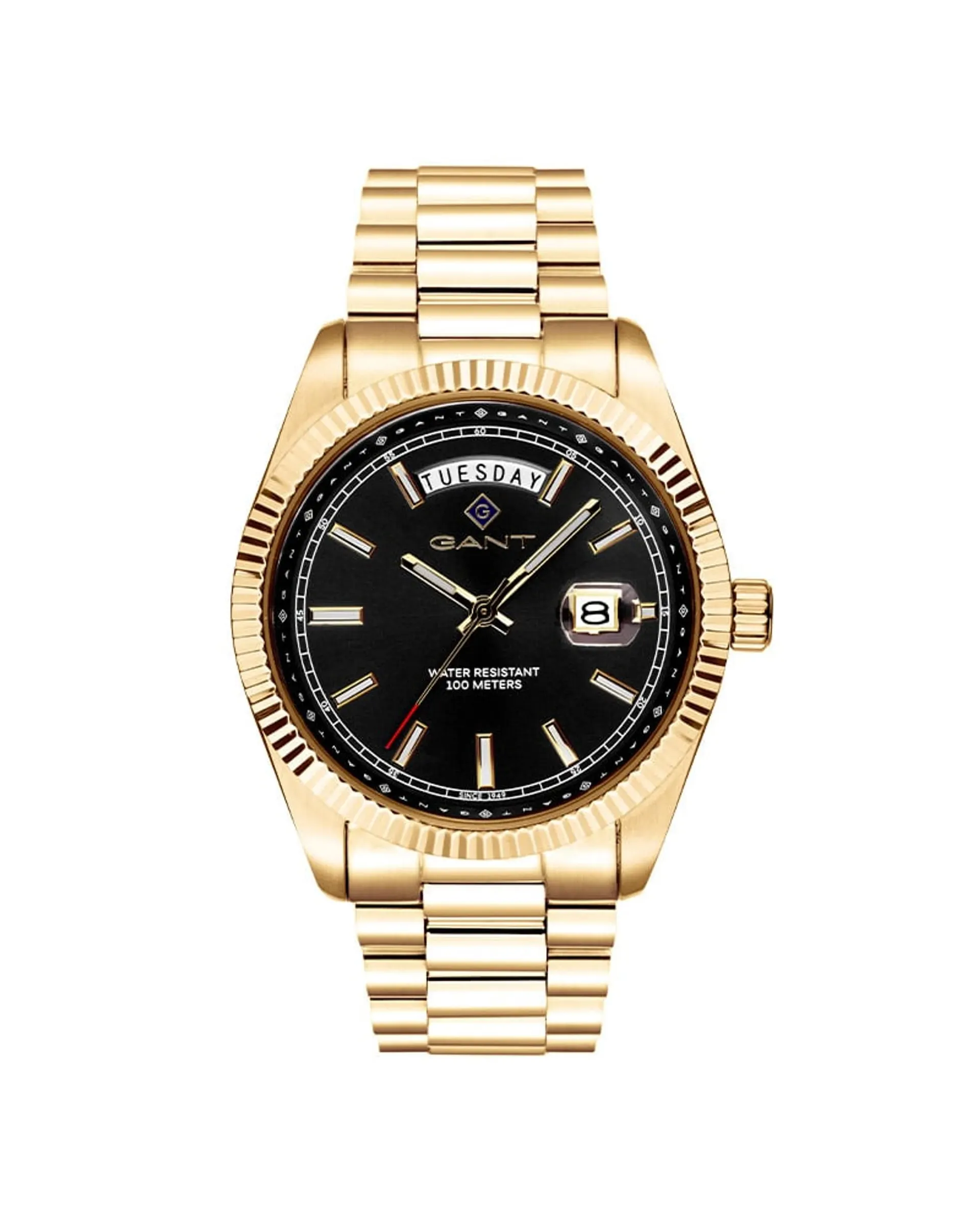Fairfax Day-date herreklokke i gullfarget stål (41mm)