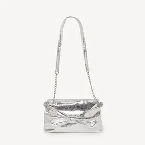 Sac bandoulière similicuir métallisé avec nœud fille