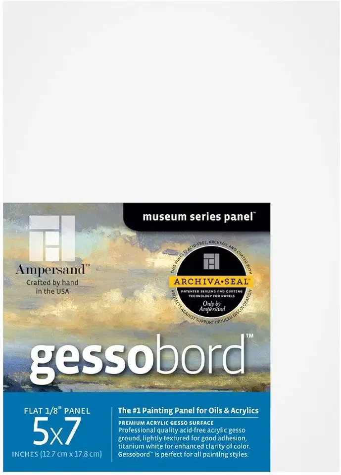 Ampersand Gessobord for Acrylic, Oil and Mixed Media, 1/8 Inch Depth, 5X7 Inch, Pack of 3 (GBS05)