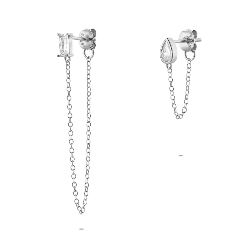 oorbellen in zilver, druppelvorm