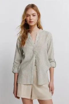 Camisa cuello mao lino