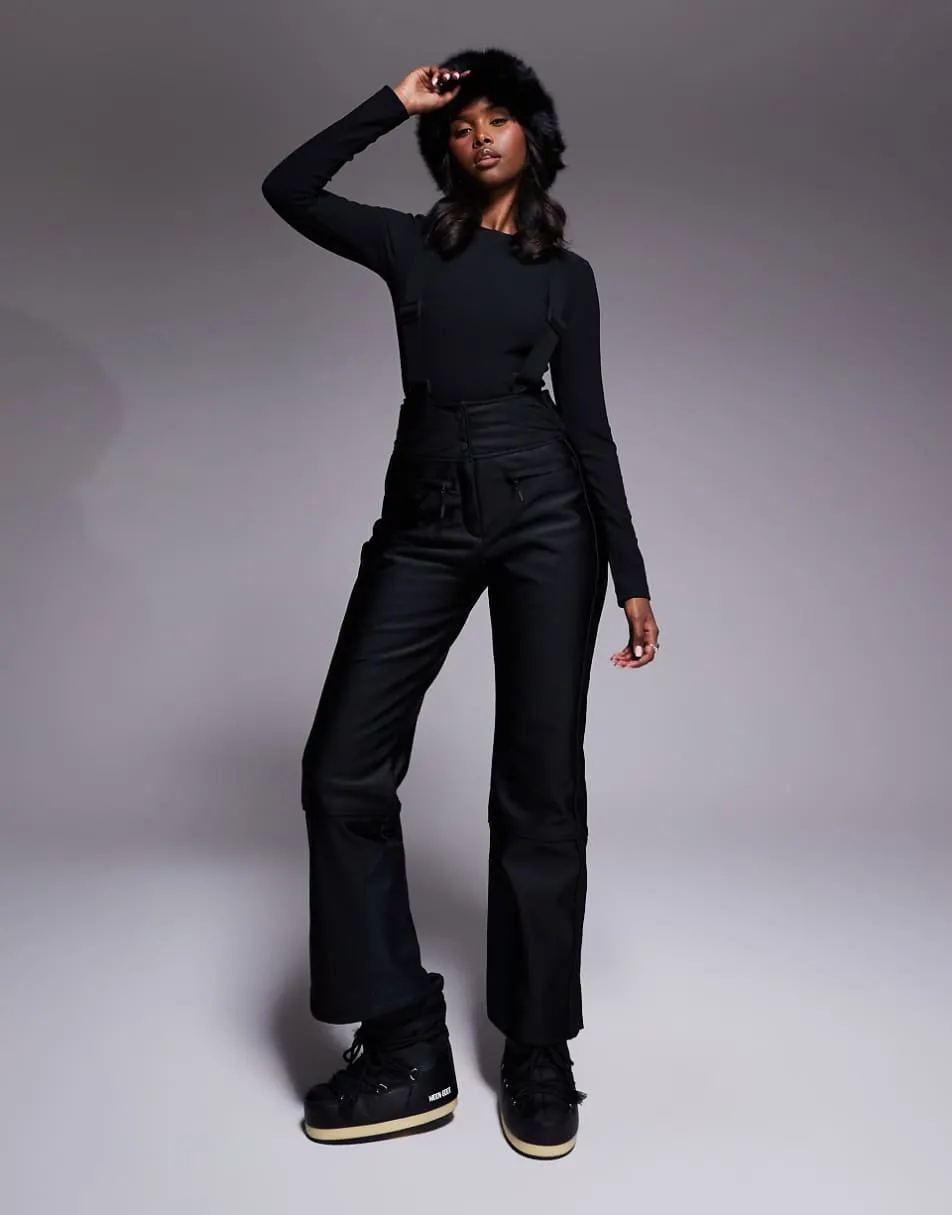 ASOS 4505 Ski soft shell water repellent kick flare ski trousers in black gloss