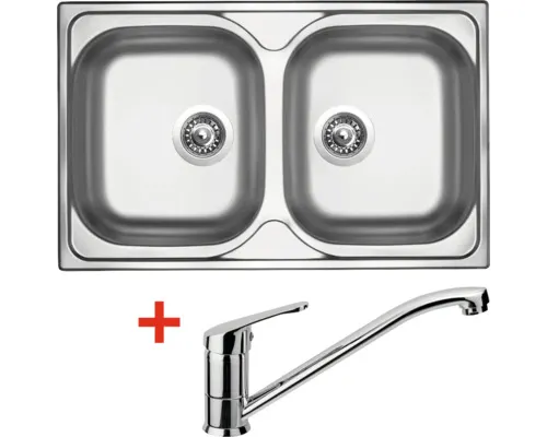 Nerezový dřez s baterií CLASSIC 800 DUO 500 x 800 mm + baterie PRONTO N89