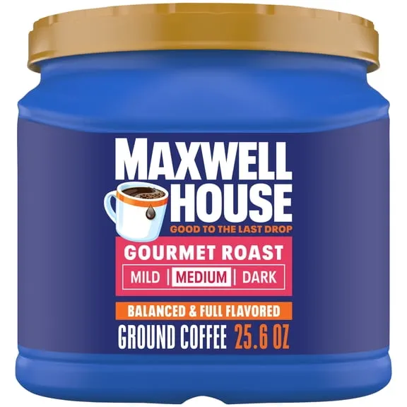 Maxwell House Gourmet Roast Medium Roast Ground Coffee, 25.6 oz Canister $14.46 56.5 ¢/oz