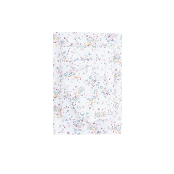 Mainstays Super Soft Brushed Microfiber Bed Sheet Set, White Floral, Queen, 4 Piece