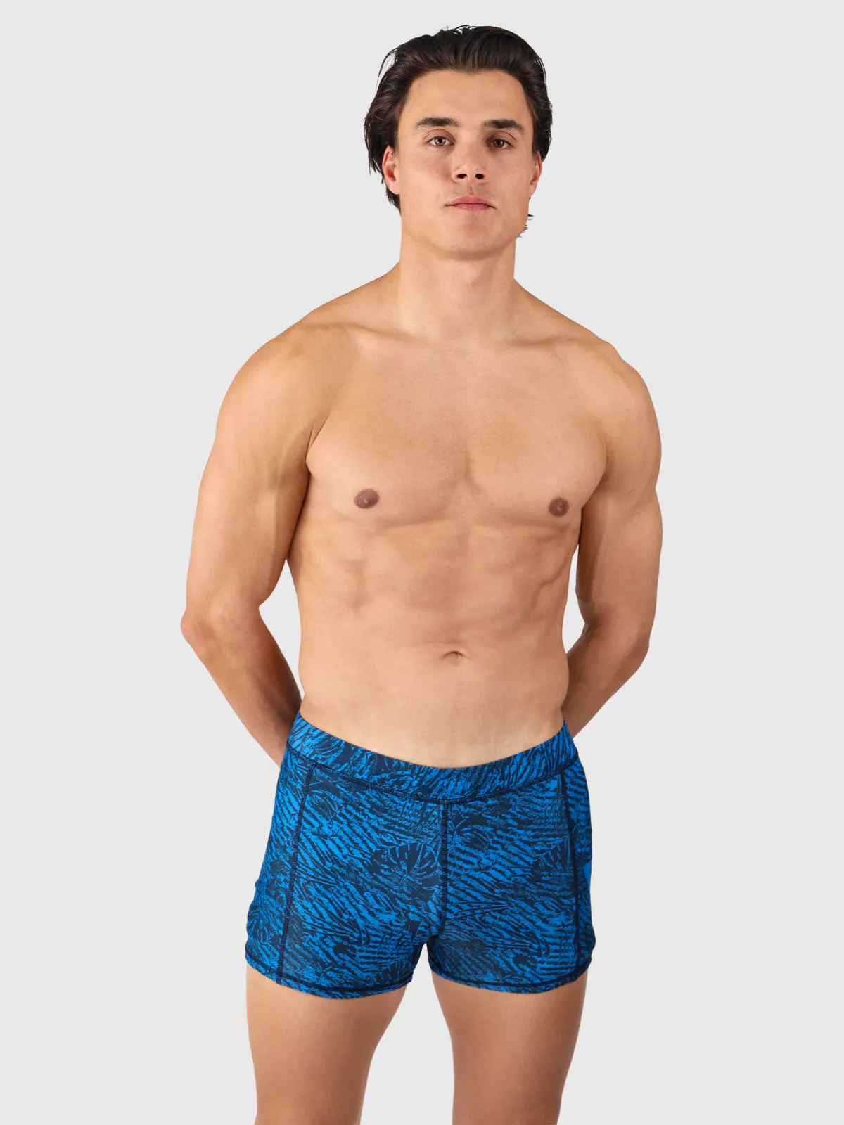 Samier-Print Men Swim Trunks | Indigo Blue