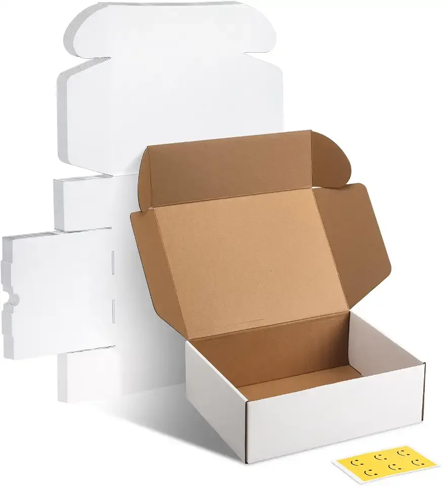 HORLIMER 12x9x4 inches Shipping Boxes Set of 6, White Corrugated Cardboard Mailer Box for Packing, Mailing, Small Business