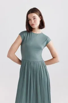 Vestido midi bimateria