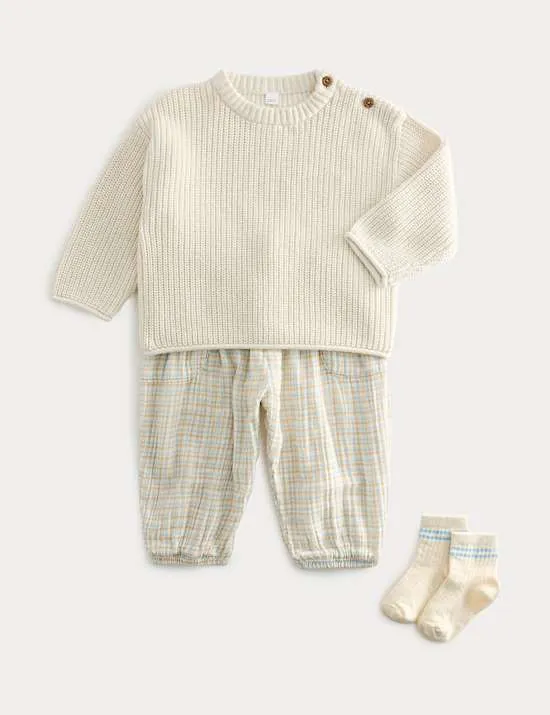 3pc Pure Cotton Top & Bottom Outfit (0-5 Yrs)