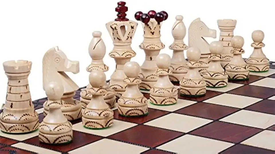 Beautiful Handcrafted Wooden Chess Set with Wooden Board and Handcrafted Chess Pieces -1-2 Players, Gift idea Products (21" (55 cm))