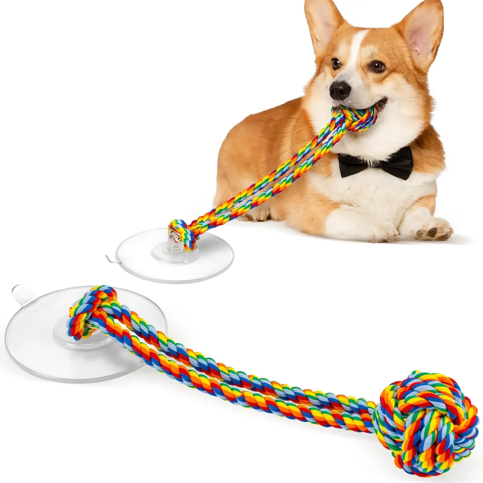 Interactive Dog Toys Tug of War, Dog Enrichment Toys, Durable Rope & Chew Ball, Dog Toys to Keep Them Busy, Indoor Toys for Small Dogs,Rainbow