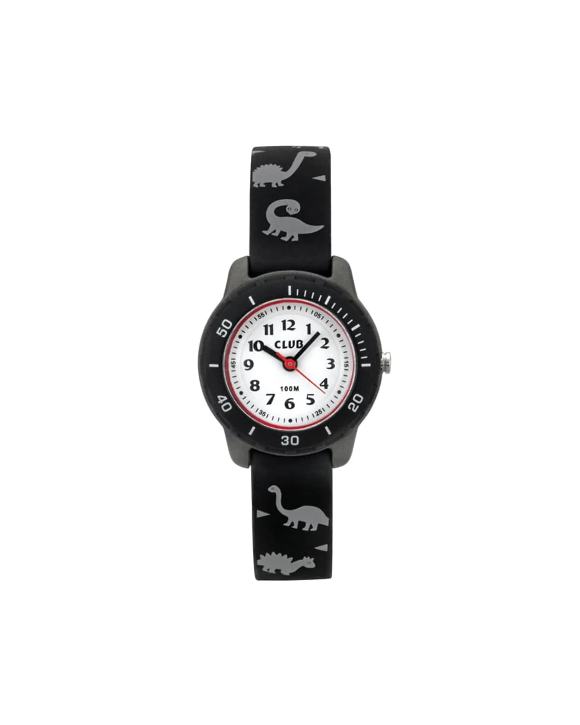 Dinosaur barneklokke med sort silikon rem (27mm)