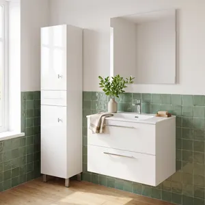 Conjunto de baño con lavabo y columna Remix2 Blanco 80x45 cm