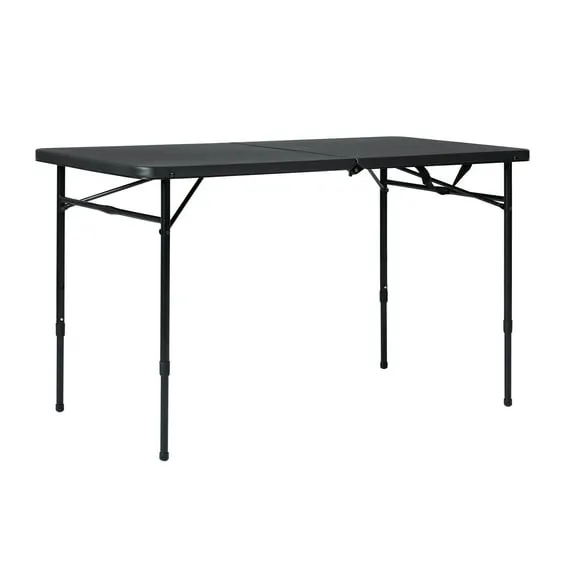 Mainstays 4' Adjustable Height Centerfold Folding Table, Black