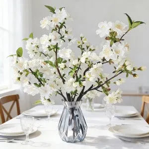 NICOLA 5pcs Ramas Flores Cerezo Artificial | Sakura Realista Tallos Texturizados Flores Llenas, Decoración Interior Boda Hogar Salón