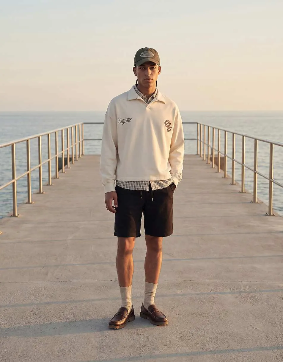 Jack & Jones drawstring chino shorts in black