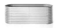 Oval Hochbeet XL aus Stahl, ca. 240 x 80 x 81 cm - Silber
