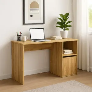 Mesa de Ordenador Color Mauvella con 1 Estante y 1 Puerta – Escritorio Compacto 120x50x75 cm – Ideal para Oficina o Estudio