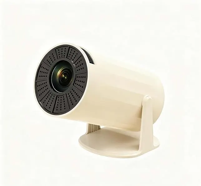 LJYT mini projector, 1080P Portable Projector, Support 4K，WiFi 6, Android 11 ,200 ANSI Lumens, Auto Keystone, Bluetooth 5.4, 210° Rotation, Compatible with TV Stick/HDMI/USB/Smartphone (Beige)