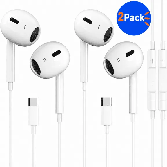 Rollback, 2 Pack iPhone wired earbuds,USB C Headphones for iPhone 18 17 16 16e 15 Pro Max Plus iPad, Earphones with Microphone & Delivers Crisp Stereo Sound with Rich bass Earbuds $13.99 Was $75.99