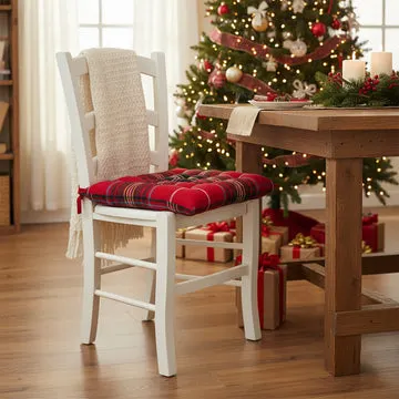 Cuscino Natalizio in Cotone Tartan Rosso 40x40 cm