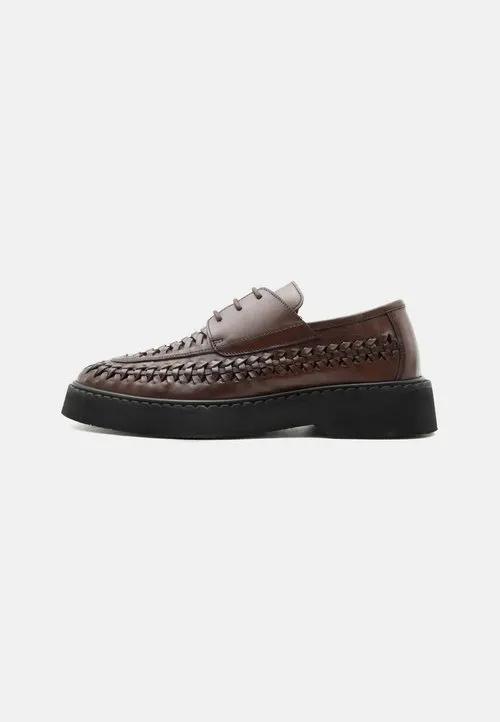 LEATHER - Pensko med snøring - dark brown