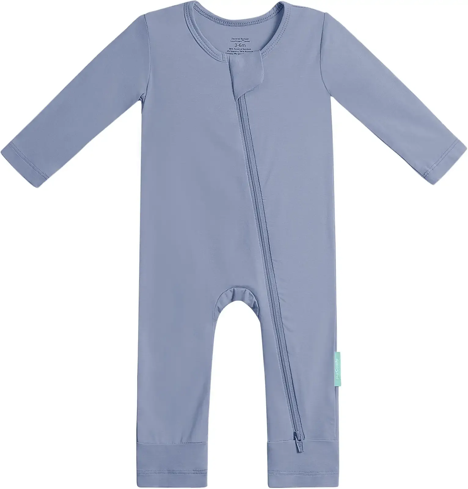 PurComfy Baby Long Sleeve Romper Jumpsuit, Premium Soft Rayon One Piece Pajamas Boy Girl 2-Way Zipper Coverall Sleeper