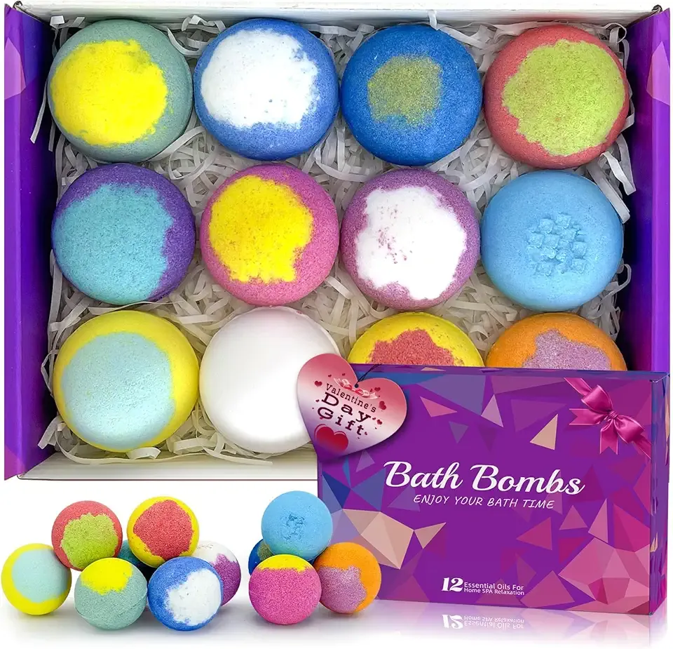 Bath Bombs for Women Gift Set 12 Pack Natural Relaxing Bath Bombs for Her，Aromatherapy Bubble Bath & Fizzy, Handmade Birthday Valentines Day Gifts for her Gifts idea for Wife/Him, Girlfriend,Kids