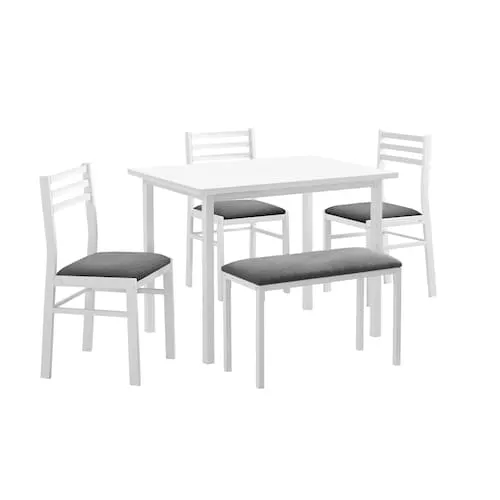 Monarch Specialties Dining Set, 40" Rectangular, Kitchen, Small, White Metal And Laminate