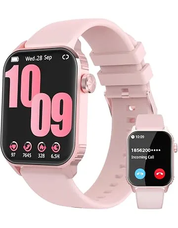DIVOAZBVO Smart Watches for Women Men, 120 Sports Modes Smartwatch with 1.83 inches HD Display, Heart Rate/Sleep Monitor, IP67 Waterproof, Bluetooth Call & Music Control for iPhone/Android (Pink)