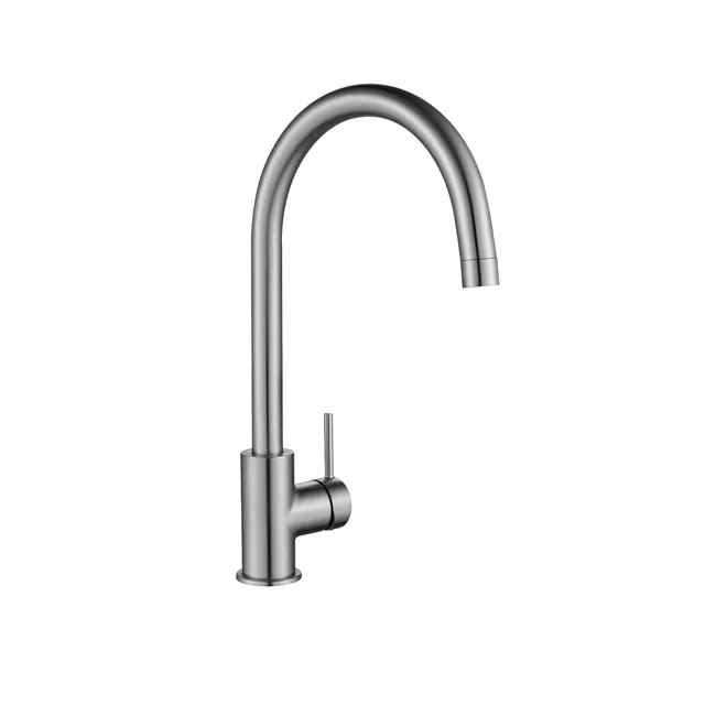 Grifo de cocina monomando caño alto DELINIA Loa acero cepillado