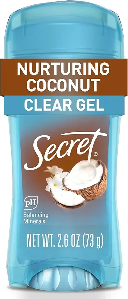 Secret Fresh Antiperspirant Deodorant for Women, 72hr Breathable Sweat & Odor Protection, Instant Freshness & Gentle, PH Balancing Minerals, Clear Gel, Nurturing Coconut Scent, 2.6 oz