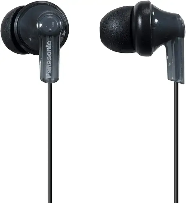 ErgoFit Wired Earbuds, In-Ear Headphones with Dynamic Crystal-Clear Sound and Ergonomic Custom-Fit Earpieces (S/M/L), 3.5mm Jack for Phones and Laptops, No Mic - RP-HJE120-K (Black)