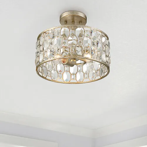 Savoy House Meridian 13"W Silver Gold 2-Light Semi-Flush Mount Ceiling Light